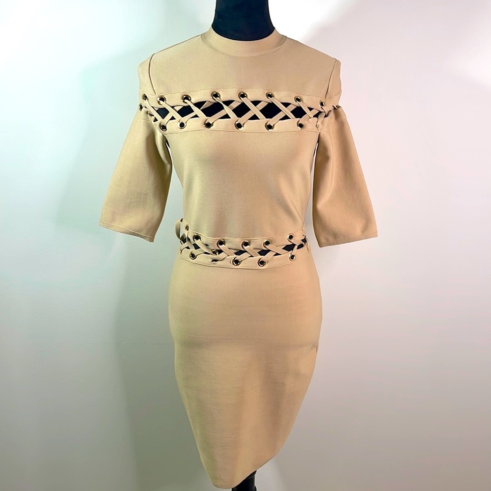 Short Sleeve Tan Dress